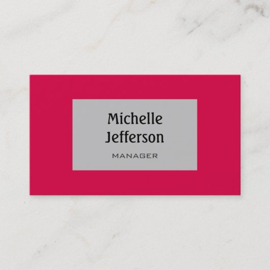 Carmine Red Silver Gray Trendy Business Card Visitenkarte (Vorderseite)