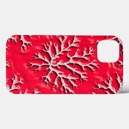 Carmine Red Tree Texture iPhone Case (Rückseite (Horizontal))