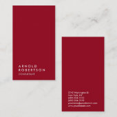 Carmine Red Trendy Modern Minimalistisch Simple Visitenkarte (Vorne/Hinten)