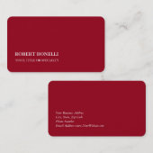 Carmine Red Unique Moderne stilvolle Minimalistisc Visitenkarte (Vorne/Hinten)
