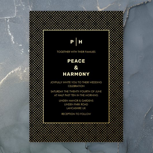 Carnaby Confetti Gold Black Wedding Folieneinladung