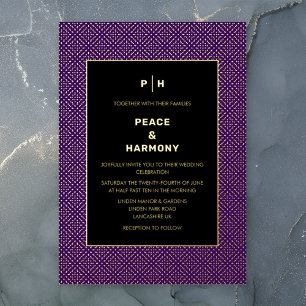 Carnaby Confetti Gold Lila Black Wedding Folieneinladung