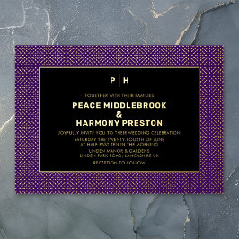 Carnaby Confetti Gold Lila Black Wedding Folieneinladung