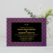 Carnaby Confetti Gold Lila Black Wedding Folieneinladung (Stehend vorne)