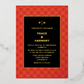 Carnaby Confetti Gold Red Black Wedding Folieneinladung (Vorderseite)