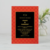 Carnaby Confetti Gold Red Black Wedding Folieneinladung (Stehend vorne)