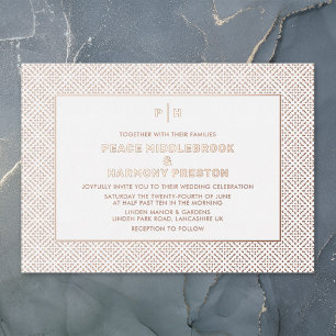 Carnaby Confetti Rose Gold White Wedding Folieneinladung