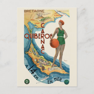 Carnac - Quiberon France Vintage Poster 1930 Postkarte