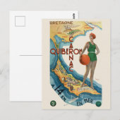 Carnac - Quiberon France Vintage Poster 1930 Postkarte (Vorne/Hinten)
