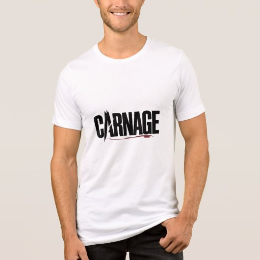 "Carnage – Sharp Typography Blood Drip Graphic" Tri-Blend Shirt (Vorderseite)