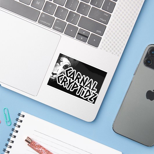 Carnal Cryptidz Aufkleber (Laptop mit iPhone)