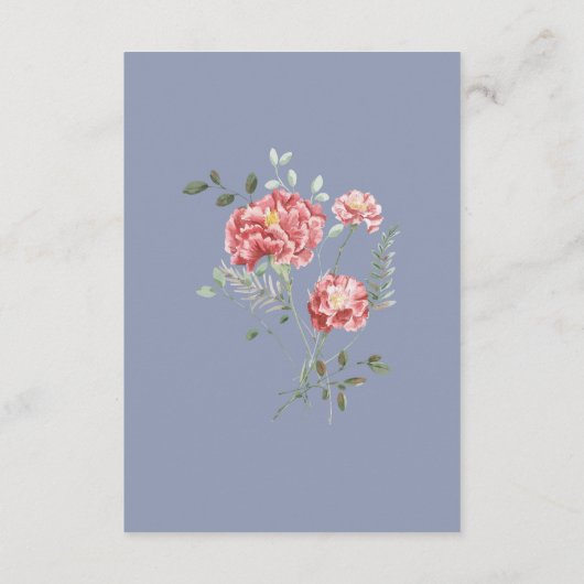 Carnation and Blue Enclosure Card Details Begleitkarte (Rückseite)