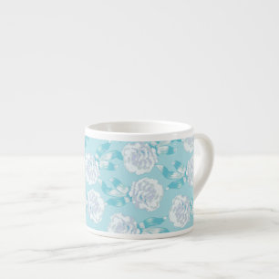 Carnation aqua blue pattern coffee espresso Tasse