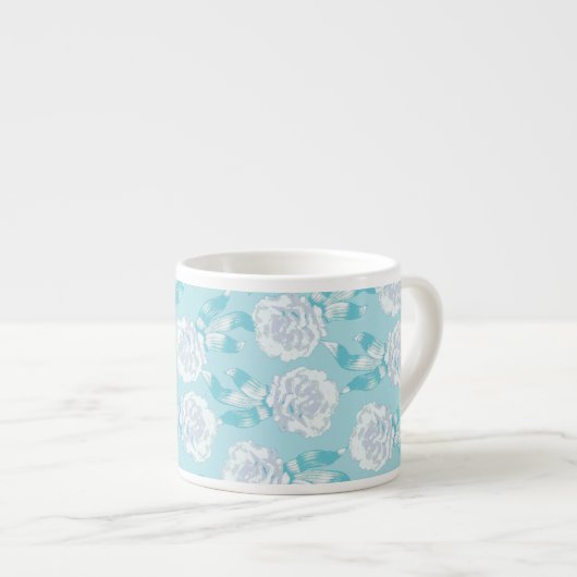 Carnation aqua blue pattern coffee espresso Tasse (Vorderseite Rechts)