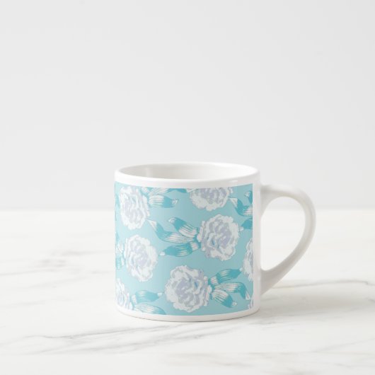 Carnation aqua blue pattern coffee espresso Tasse (Rechts)
