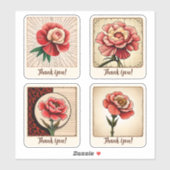 Carnation Blume Groovy Retro Personalisiert Aufkleber (Blatt)