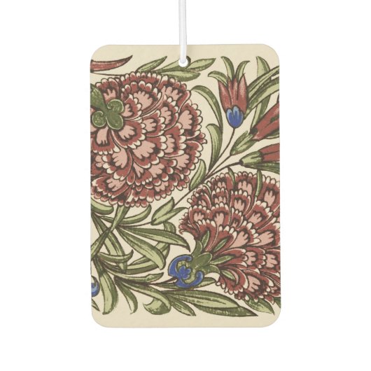 Carnation Blume Tile Antique Rustikale Kunst Autolufterfrischer (Vorderseite)