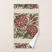 Carnation Blume Tile Antique Rustikale Kunst Badhandtuch Set (Handtuch)