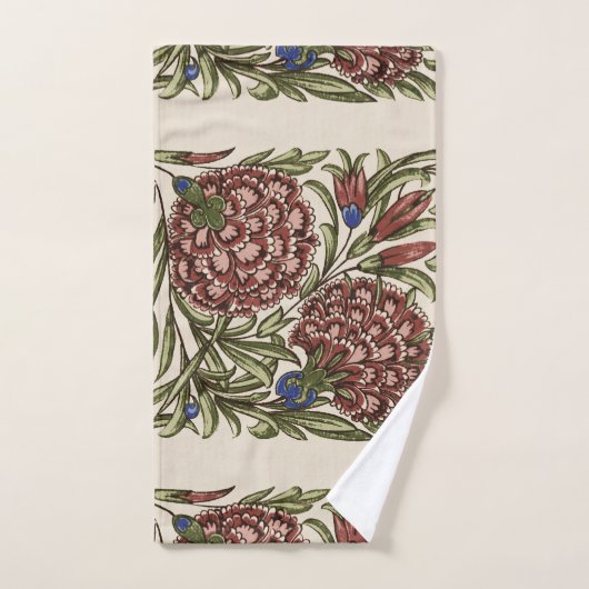 Carnation Blume Tile Antique Rustikale Kunst Badhandtuch Set (Handtuch)