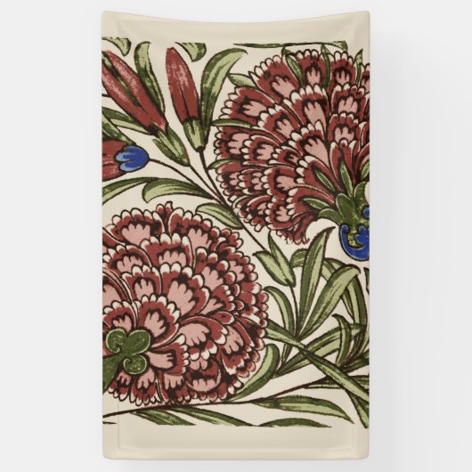 Carnation Blume Tile Antique Rustikale Kunst Banner (Vertikal)