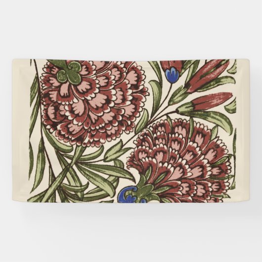 Carnation Blume Tile Antique Rustikale Kunst Banner (Horizontal)