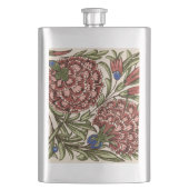 Carnation Blume Tile Antique Rustikale Kunst Flachmann (Vorderseite)