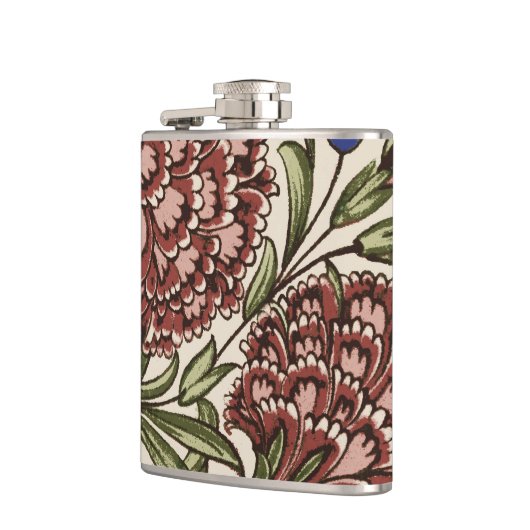 Carnation Blume Tile Antique Rustikale Kunst Flachmann (Links)