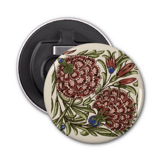 Carnation Blume Tile Antique Rustikale Kunst Flaschenöffner (Vorderseite)