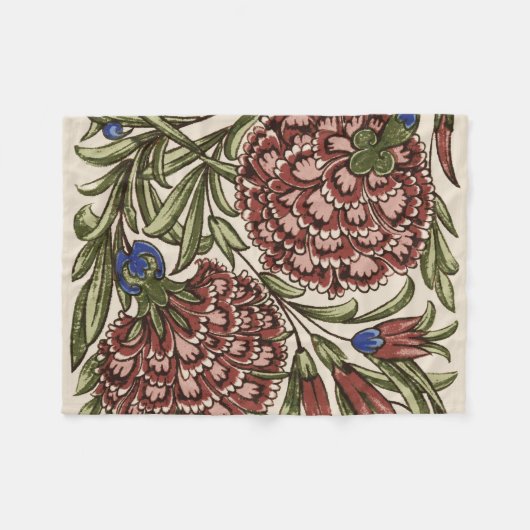 Carnation Blume Tile Antique Rustikale Kunst Fleecedecke (Vorderseite (Horizontal))