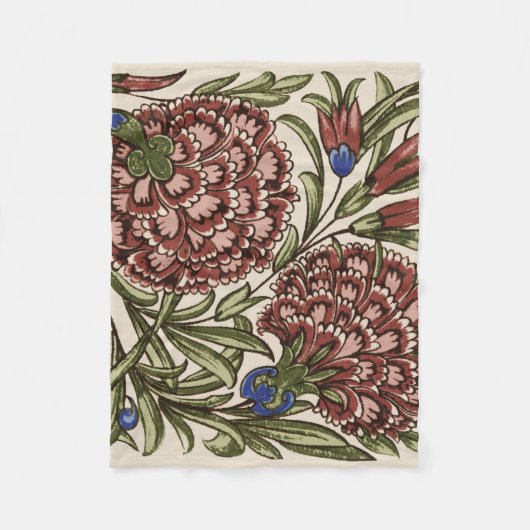 Carnation Blume Tile Antique Rustikale Kunst Fleecedecke (Vorderseite)
