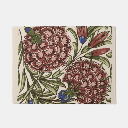 Carnation Blume Tile Antique Rustikale Kunst Fußmatte (Vorderseite)