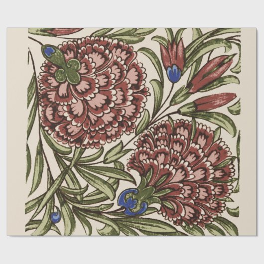 Carnation Blume Tile Antique Rustikale Kunst Geschenkpapier (Flach)