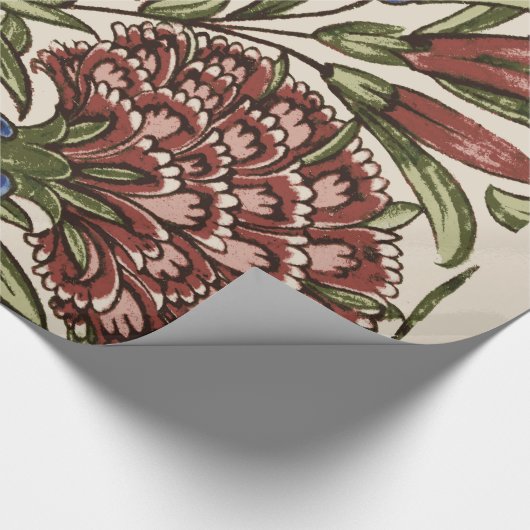 Carnation Blume Tile Antique Rustikale Kunst Geschenkpapier (Ecke)