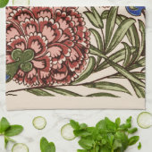 Carnation Blume Tile Antique Rustikale Kunst Geschirrtuch (Gefaltet)