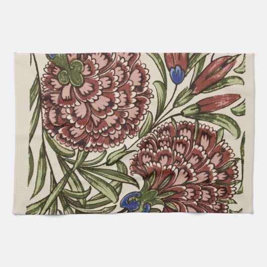Carnation Blume Tile Antique Rustikale Kunst Geschirrtuch (Horizontal)