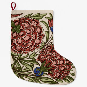 Carnation Blume Tile Antique Rustikale Kunst Großer Weihnachtsstrumpf