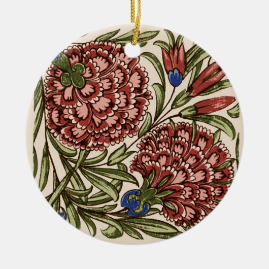 Carnation Blume Tile Antique Rustikale Kunst Keramik Ornament (Vorne)
