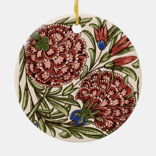 Carnation Blume Tile Antique Rustikale Kunst Keramik Ornament (Hinten)