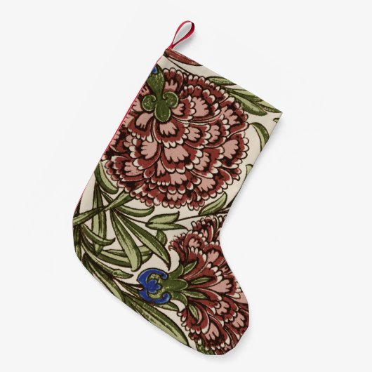 Carnation Blume Tile Antique Rustikale Kunst Kleiner Weihnachtsstrumpf (Vorderansicht (hängend))