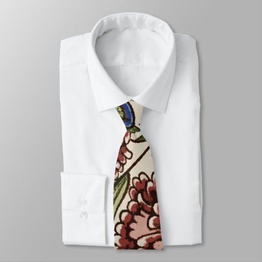 Carnation Blume Tile Antique Rustikale Kunst Krawatte (Gebunden)