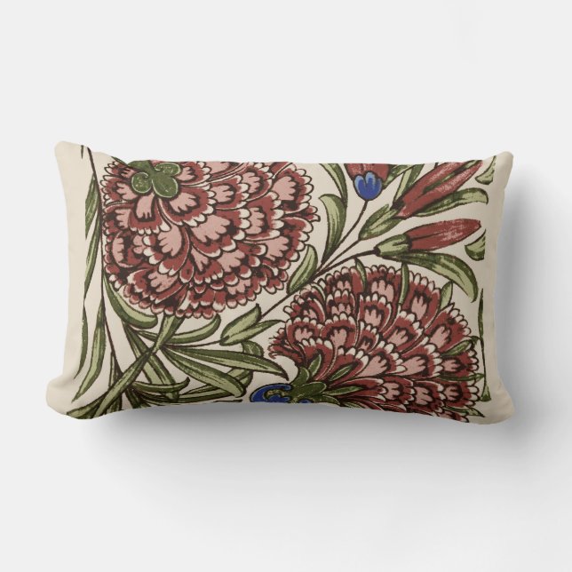 Carnation Blume Tile Antique Rustikale Kunst Lendenkissen (Vorderseite)