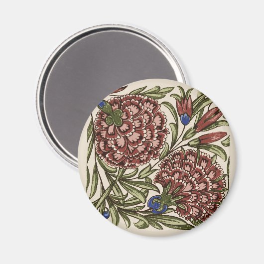 Carnation Blume Tile Antique Rustikale Kunst Magnet (Vorderseite/Rückseite)