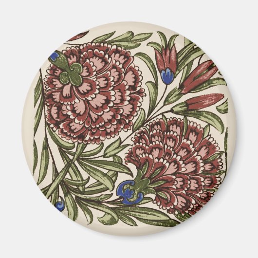 Carnation Blume Tile Antique Rustikale Kunst Magnet (Vorne)