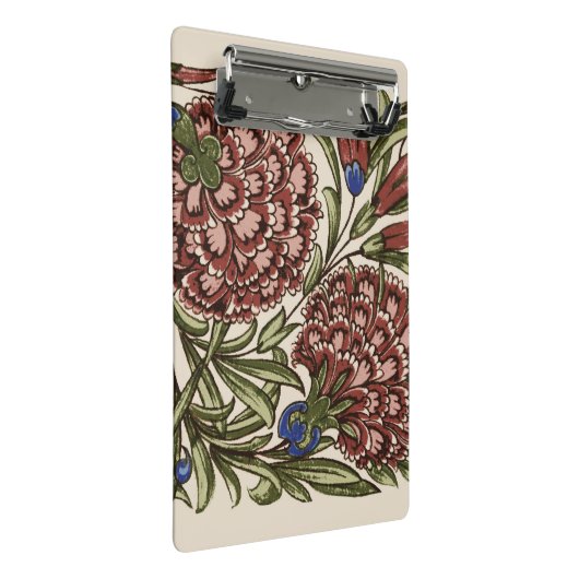 Carnation Blume Tile Antique Rustikale Kunst Mini Klemmbrett (Schrägansicht)