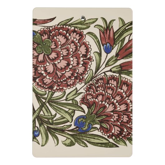 Carnation Blume Tile Antique Rustikale Kunst Mini Klemmbrett (Rückseite)