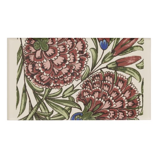 Carnation Blume Tile Antique Rustikale Kunst Namenschild (Vorderseite)
