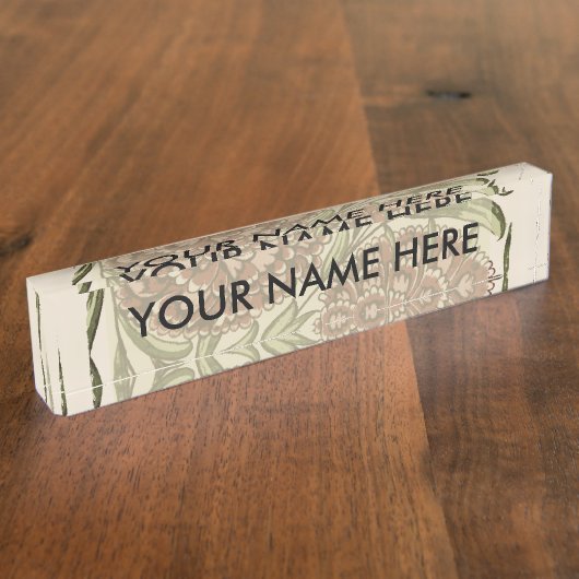 Carnation Blume Tile Antique Rustikale Kunst Namensplakette (Seite)