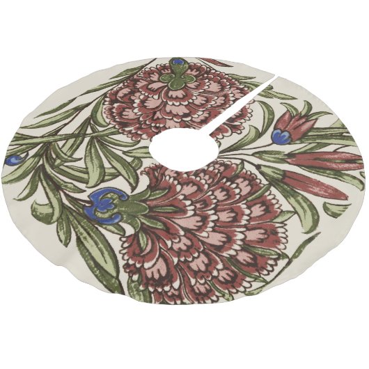 Carnation Blume Tile Antique Rustikale Kunst Polyester Weihnachtsbaumdecke (Schrägansicht)