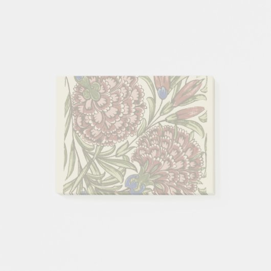 Carnation Blume Tile Antique Rustikale Kunst Post-it Klebezettel (Vorderseite)