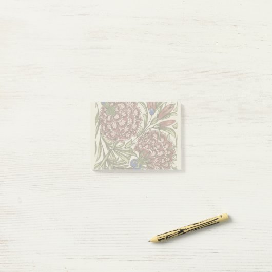 Carnation Blume Tile Antique Rustikale Kunst Post-it Klebezettel (Auf Schreibtisch)